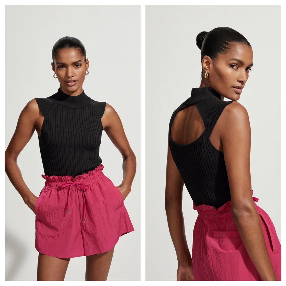 Varley Fowler Fitted Knit Tank Top in Black